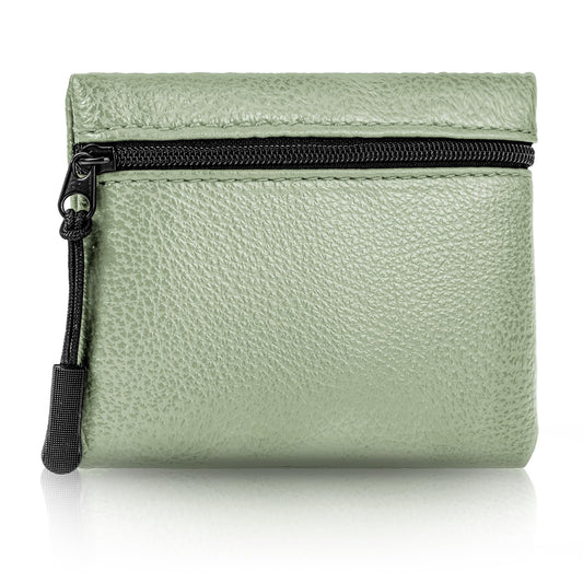 Andibro Vegan Leather Coin Purse, Coin Pouch for Women, Small Change Purse Credit Card Pouch Change Holder Coin Bag with Zip (Green)
