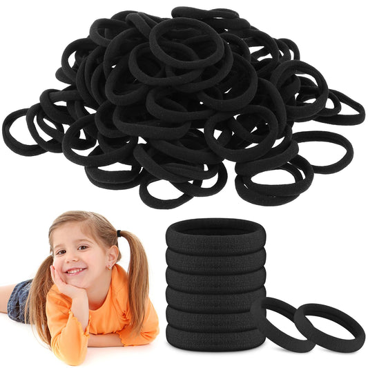 Amaxiu Nylon Hair Ties for Women, 100PCS Hair Bobbles No Damage for Thick Hair Elastic Hair Band Bulk Hair Ties Ponytail Holders Headbands Stretch Hair Bands Hair Accessories(Black, 4mm)