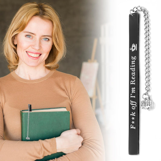 AOZUO Funny Bookmark Gift, Metal Bookmark Dark Romance Bookmark with Scale Ruler Reader Bookmark with Tassels Pendant Gift Box for Book Lovers (Black)