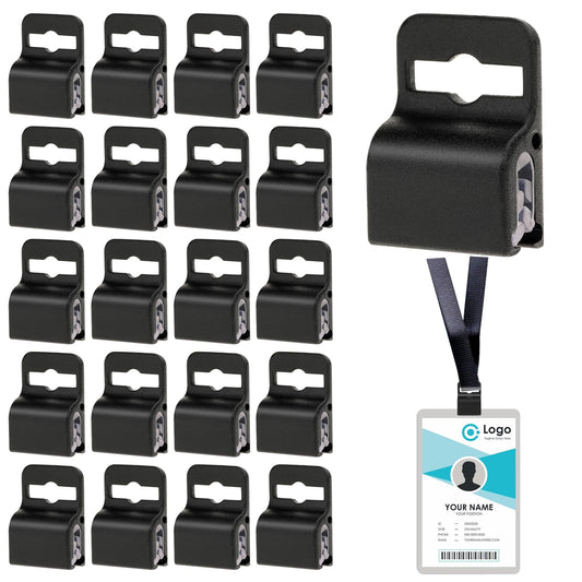Molain Black Gripper Card Holder Clamps, 10/20Pcs Plastic Swipe Card Holder ID Card Secure Badge Holder for Standard Thickness ID Badge Smart Card CAC Card Chip Swipe Card (20)