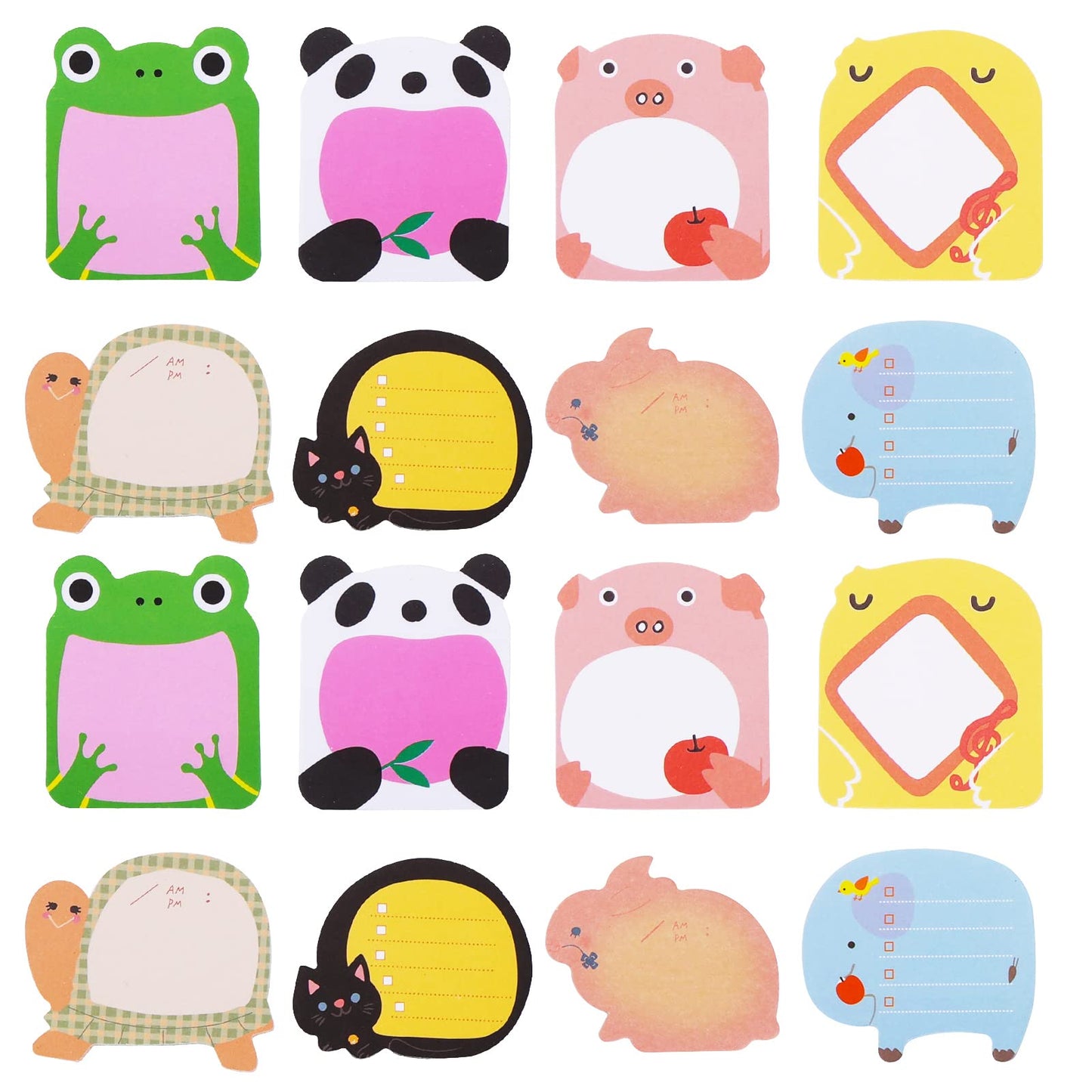 TIESOME 16 Pieces Cute Sticky Notes, Cartoon Animal Self-Stick Notes Creative Sticky Notepads Cute Post it Notes Animals Shape Memo Pads for Students Home Office Roommates Gifts