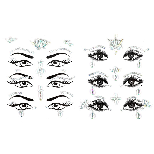 MBAIYO Face Glitter Stones Festival Accessories, 6 Glitter Stones Self-Adhesive Rhinestone Gemstone Sticker Temporary Tattoos for Carnival Make-Up Party Music Carnival Make Up Body