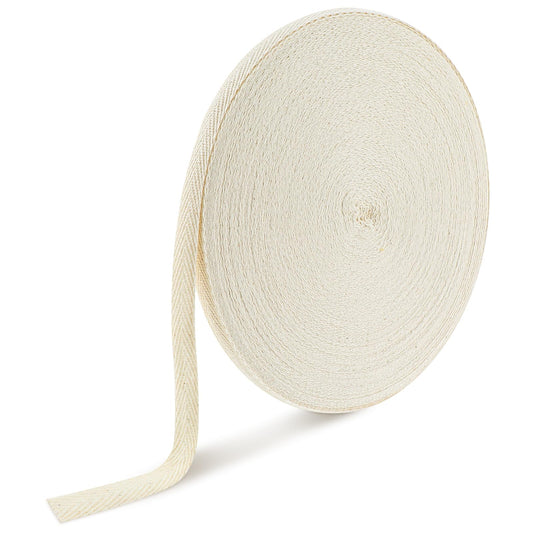 Molain 50M Cotton Bias Tape Ribbon, Seam Tape Webbing Cotton Tape Folded Webbing Webbing with Herringbone Stitch Woven Tape for Sewing DIY Crafts (Width 10mm)