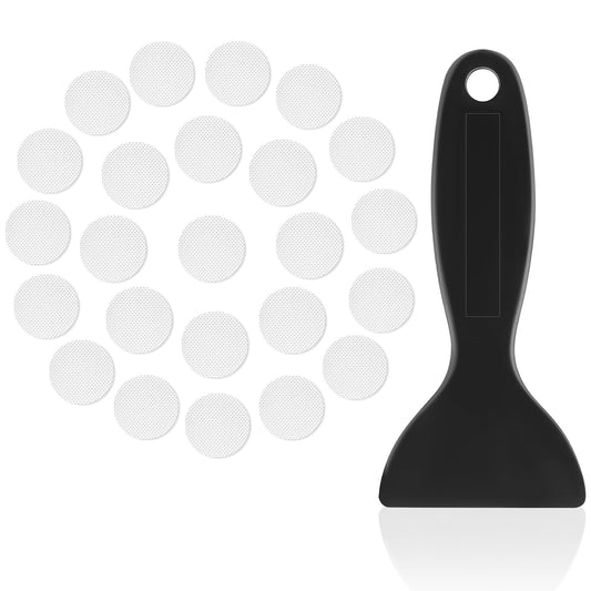 Amabro Anti Slip Bathtub Strips, 24PCS Transparent Waterproof Shower Sticker for Bathtub Non-Slip Strip Stickers Anti Skid Tape Flooring Safety Tape Mat with Scraper for Bath Shower, 8x8cm(Round)