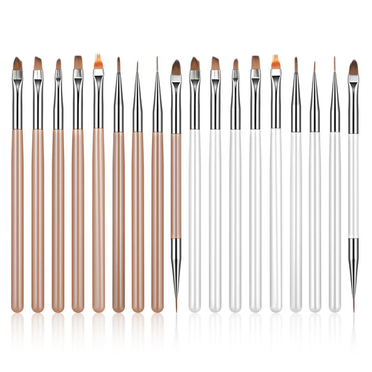 Amabro 18pcs Brushes for Gel Nails, Nail Art Brush Set, Gel Nails, Painting Brush, Drawing Pen, Nail Liner, Dotting Brush, Nail Art for DIY, Manicure, Salon, Home