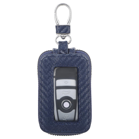 HJZHII Leather Key Fob Covers for Car Keys, Universal Vehicle Smart Key Case Car Remote Key Fob Holder Key Bag for Men Women, Blue, Large