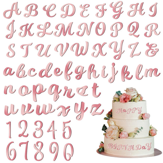 Andibro 64 Pcs Acrylic Cake Alphabet Numbers Topper, DIY Custom Cake Topper Personalized A-Z Alphabet Decoration for Cake Toppers with A-Z Letter Set for Custom Baby Shower Birthday Party Supplies