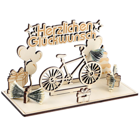 AOZUO Original Bicycle Birthday Wooden Bicycle Decoration Wedding Money Gift Birthday Money Gift Bicycle Gift Ideas Wooden for Cyclists Friends Family Lovers
