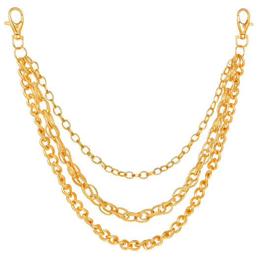 Molain Wallet Pants Chain Hip Hop Punk Jeans Chain, 3-Layer Gold Silver Pocket Chains for Women Men with Lobster Clasps(Gold)