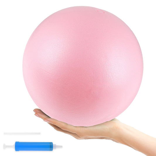 Andibro Small Exercise Ball, 25cm/9.8in Soft Pilates Gym Ball,Anti Burst Mini Yoga Balls Rhythmic Gymnastics Ball Core Training Ball with Inflatable Straw & Small Pump for Balance Stretching(Pink)