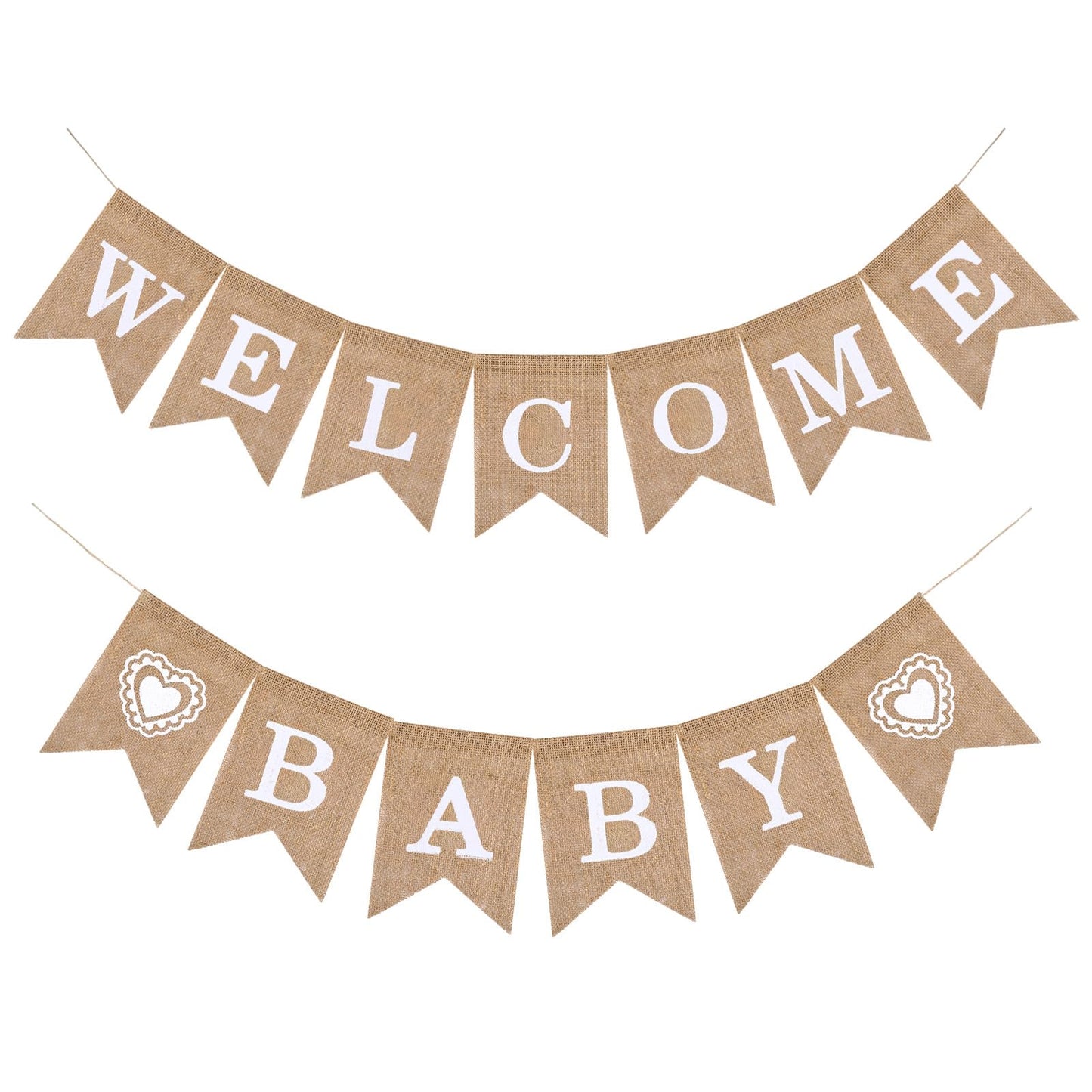 WJIAAA Welcome Home Baby Banner, Vintage Linen Welcome Home Baby, Rustic Letters Bunting Hessian Garland for Home Party Reception Baby Shower Bunting