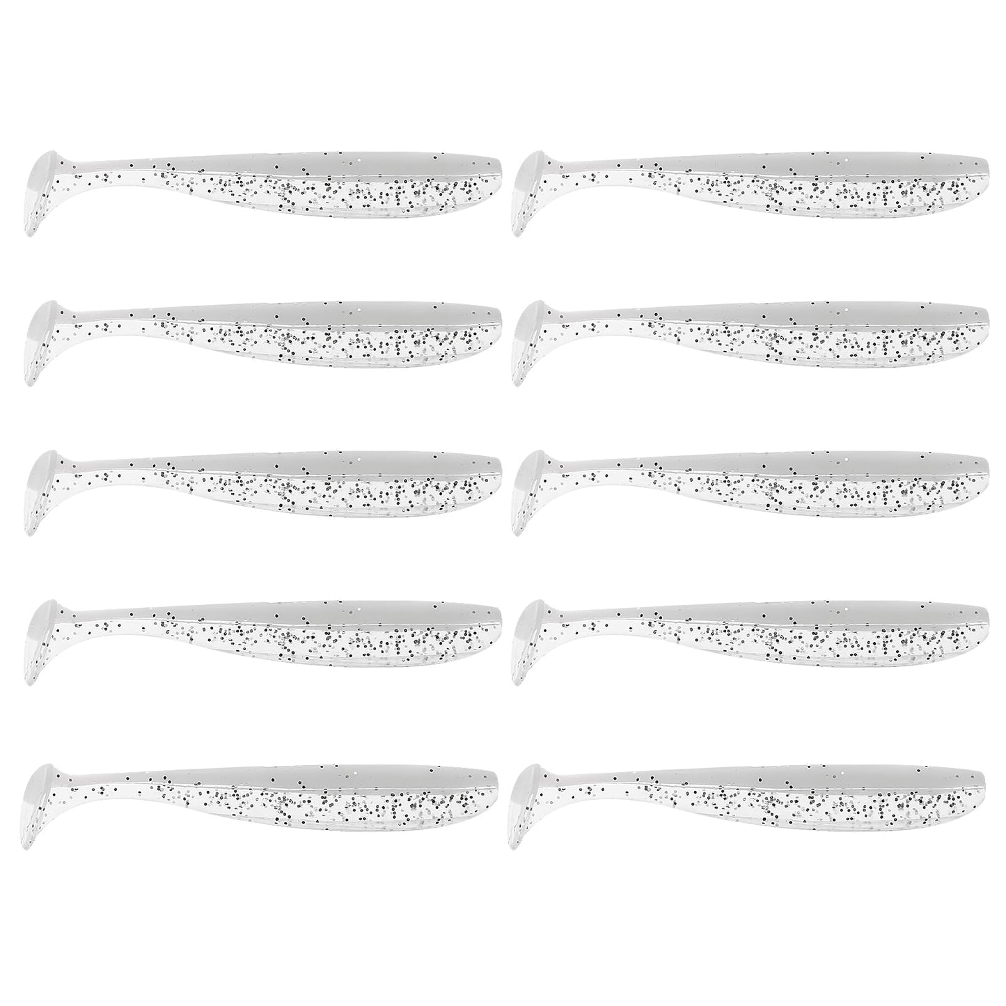 Cobee Soft Fishing Bass Lures, 10 Pieces Paddle Tail Swimbaits Silicone Swim Baits Bass Lures Drop Shot Lures for Trout Crappie Bass Saltwater, Freshwater 7 cm (White)