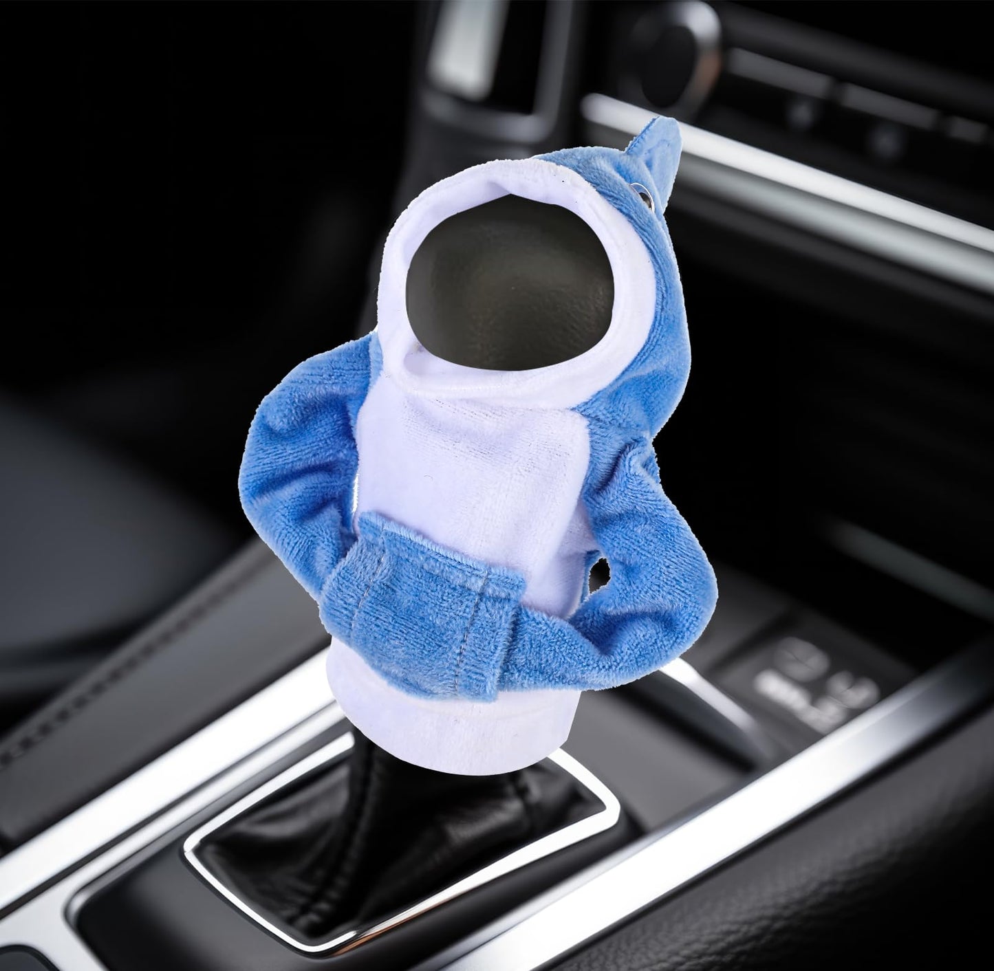AOZUO Gear Lever Hoodie, Cute Shark Car Gear Knob Hoodie, Universal Car Gear Lever Cover, Car Interior, Gear Lever Decorations, Warm Winter Gear Knob Cover