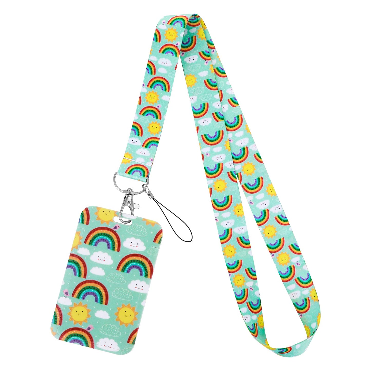 TIESOME Rainbow Neck Lanyard with Clip Clasp for Badge Holder, ID Card Case for Keys, Tickets, Office, School Supplies