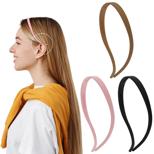 AOZUO 3Pcs Plastic Headbands for Glasses Wearers, No Headache Headbands No Pressure Sunglass Headbands with Teeth Non-Slip Thin Headbands hair accessories for Women Girls(3color)
