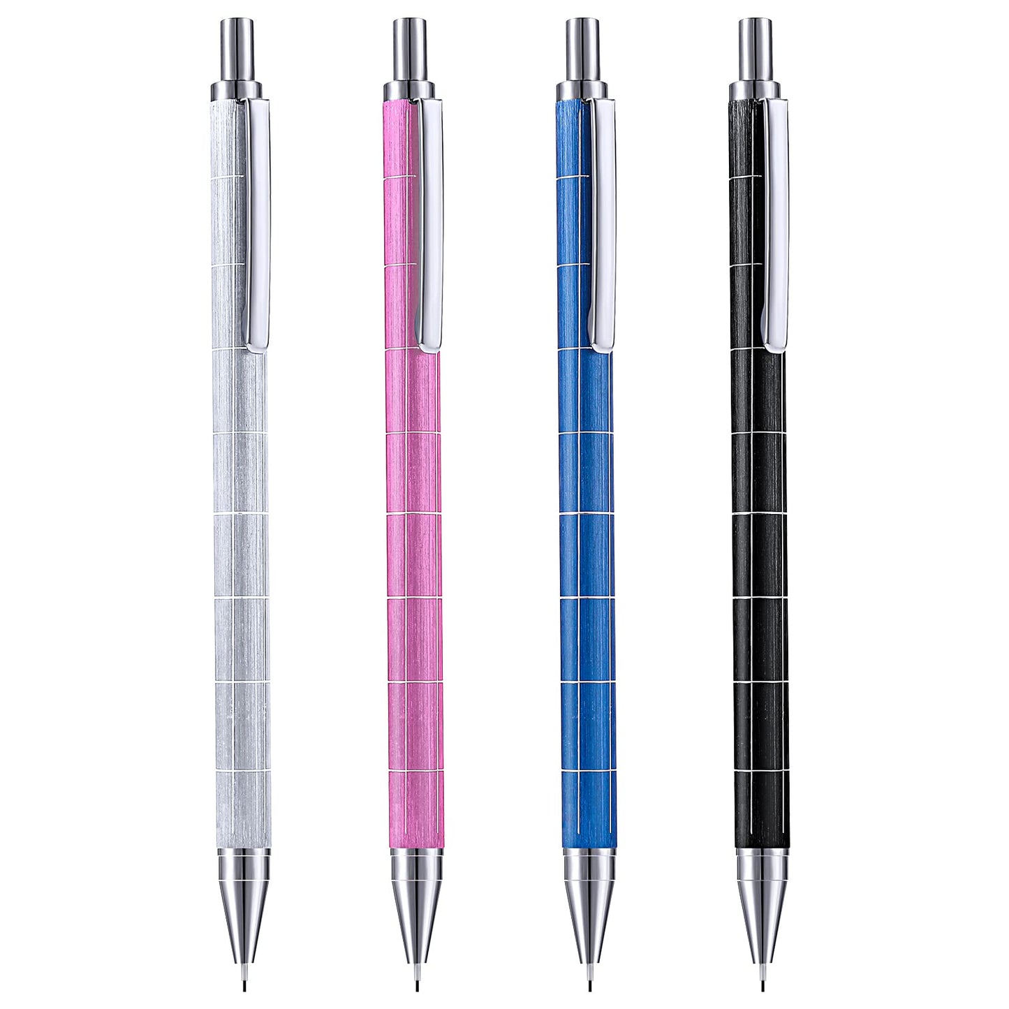 TIESOME 0.5mm Automatic Mechanical Pencil, 4pcs Metal Drafting Aesthetic Mechanical Pencils Handguard Stationery Supplies for Student Writing Drawing Sketching