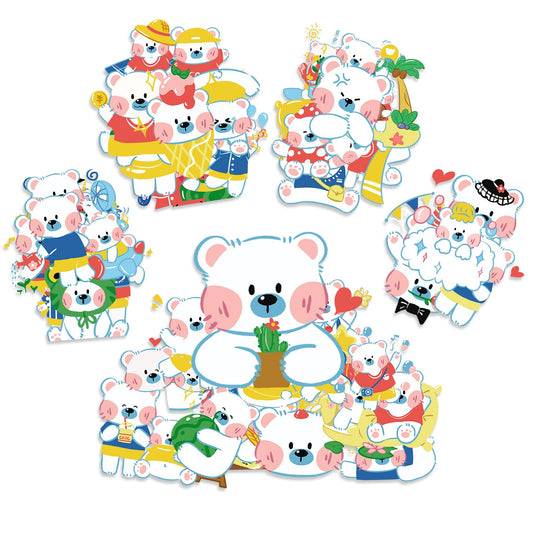 Amaxiu Cute White Bear Stickers Stickers, 50Pcs Bear Decals Waterproof Vinyl Animals Stickers Aesthetic Decals Decorative Cartoon Stickers for Bear Lover Water Bottle Party Scrapbook Phone Laptop
