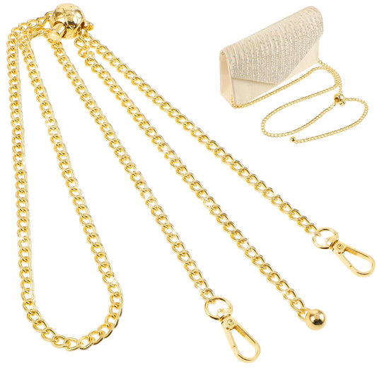 Jeffdad Gold Purse Chain Strap, 47"/120cm Handbag Chain Strap with Small Ball Adjustment Buckle, Purse Cross Body Replacement Strap for Women Bag Purse(Gold)