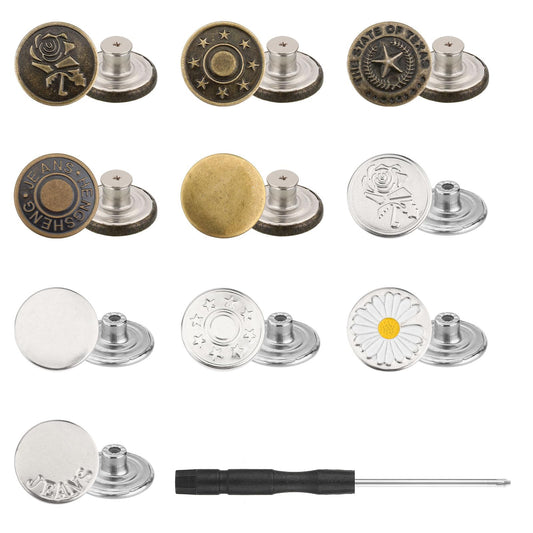 Amaxiu Adjustable Jeans Replacement Buttons (30 Pcs -17mm)