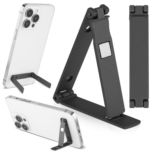 cobee 2 Pcs Mini Phone Kickstand, Ultra-Thin Phone Kickstand Attachment, Vertical and Horizontal Phone Stand, Multi-Angle Cell Phone Metal Kickstand Desk Stand Holder, Stick on Back(Black)