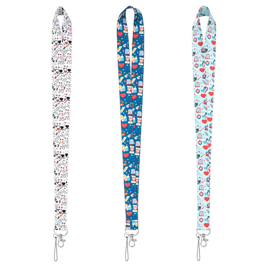 Amaxiu Badge Lanyards Strap, 3PCS Nurse Badge Lanyards Durable Neck Lanyard for ID Badge Holder, Key Lanyard, Keychain Lanyard, Cute Pattern Lanyard for Phone, Wallet, ID Card Holder, USB Flash
