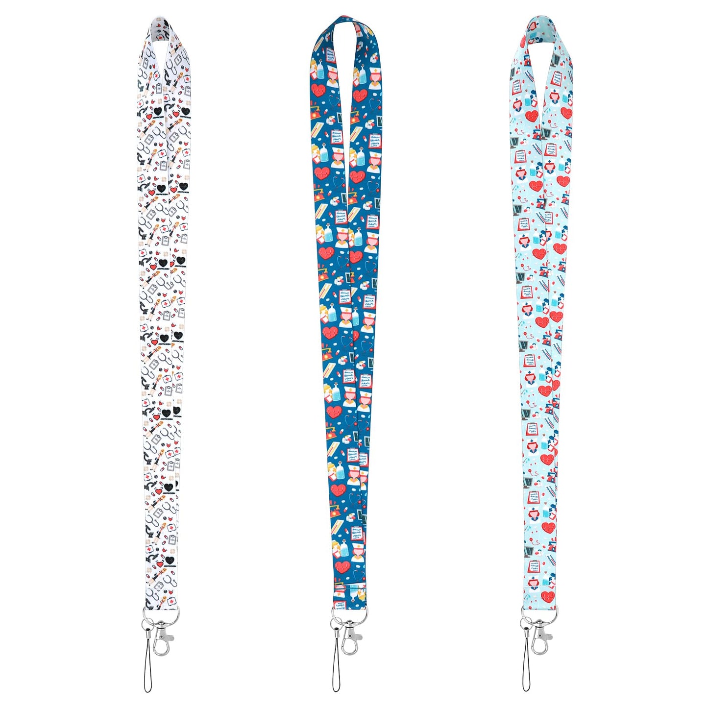 Amaxiu Badge Lanyards Strap, 3PCS Nurse Badge Lanyards Durable Neck Lanyard for ID Badge Holder, Key Lanyard, Keychain Lanyard, Cute Pattern Lanyard for Phone, Wallet, ID Card Holder, USB Flash