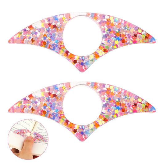 Jeffdad Book Page Holder for Reading, 2 Pcs Five-Pointed Star Resin Transparent Thumb Bookmark, Book Accessories for Reading Lovers, Meaningful Gifts for Book Lovers Teachers Students