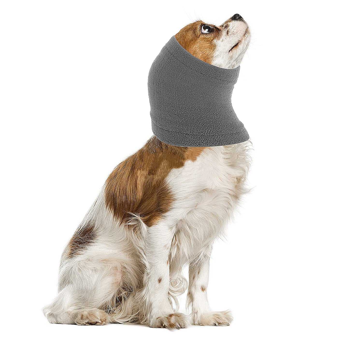 cobee Dog Snood for Dog Neck and Ear Warmer, Dog Neck and Ears Warmer Dog Neck Ear Warmer Hood Pet Dog Earmuff for Wearing in Bathing Grooming Waterproof Reducing Noise Helps Calm(Gray, L Size)