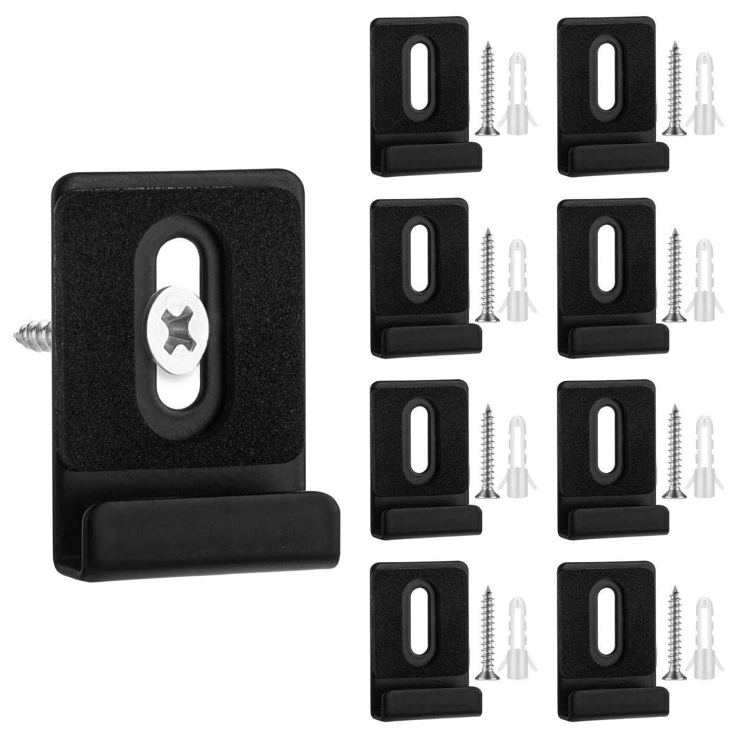 Amabro 8 Sets of Mirror Holder Clips, 304 Stainless Steel Frameless Mirror Mount Clip Mirror Hanging Hardware with Screws Durable Retainer Clips for Fixing Cabinet Door Billboard Display (Black)