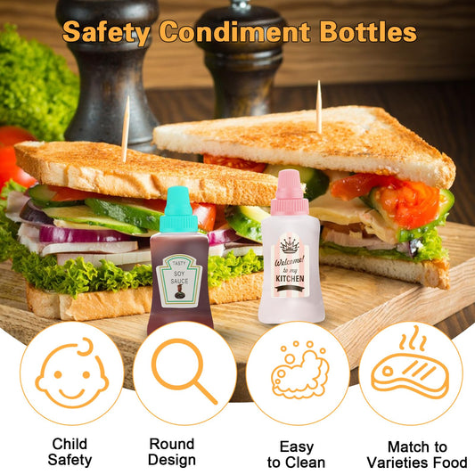 Andibro Mini Condiment Squeeze Bottles, 8 Pcs Small Ketchup Bottles Squeeze, Plastic Sauce Container Bottle Lunch Box Dressing Dispensers for Picnic Oil Soy Sauce Honey Salad Dressing 25ml/0.84oz