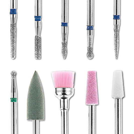 Cobee 10 Pcs Nail Drill Bits Set, 3/32" Tungsten Steel Drill Bits for Cuticle Nail Cutter Diamond Cone Shape Carbide Bit Cuticle Remover Nail Extension Bits for Acrylic Gel Nails Cuticle Manicure Tool
