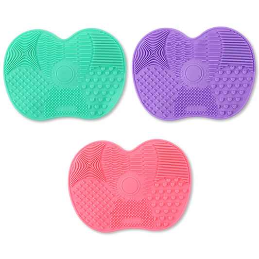 AOZUO Pack of 3 Brush Cleaner, Make Up Brush Cleaner, Makeup Brush Cleaner, Silicone Cleaning Mat, Cleaning Pads with Suction Cups, Portable Washing Tool, Scrubber for Cosmetic Brushes