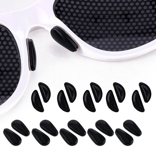 Bewudy 20 Pairs Eyeglass Nose Pads for Glasses, D-Shaped and Water Drop Shape Glasses Nose Pad Replacement, Adhesive Eyeglasses Nosepads for Plastic Frames Sunglasses Reading Glasses(Black)