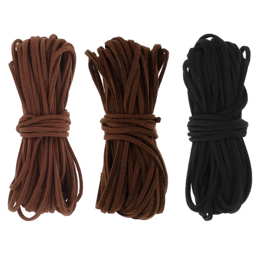 Giantree Leather String Suede Cord, Faux Leather Cord String Rope Flat Leather String for Crafting Jewelry Making Necklace Beading DIY (3 Colors,3mm x 10.9 Yard) (Cape Cod Set, one size)