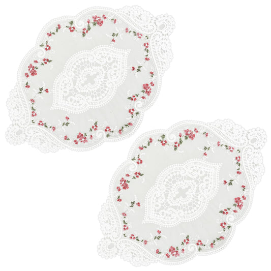 Jeffdad 2 Pack Lace Doilies for Tables Embroidered Lace Placemats Vintage Crochet Doilies 18x11-in Table Decor Place Mats Cup Mat(45×30cm)