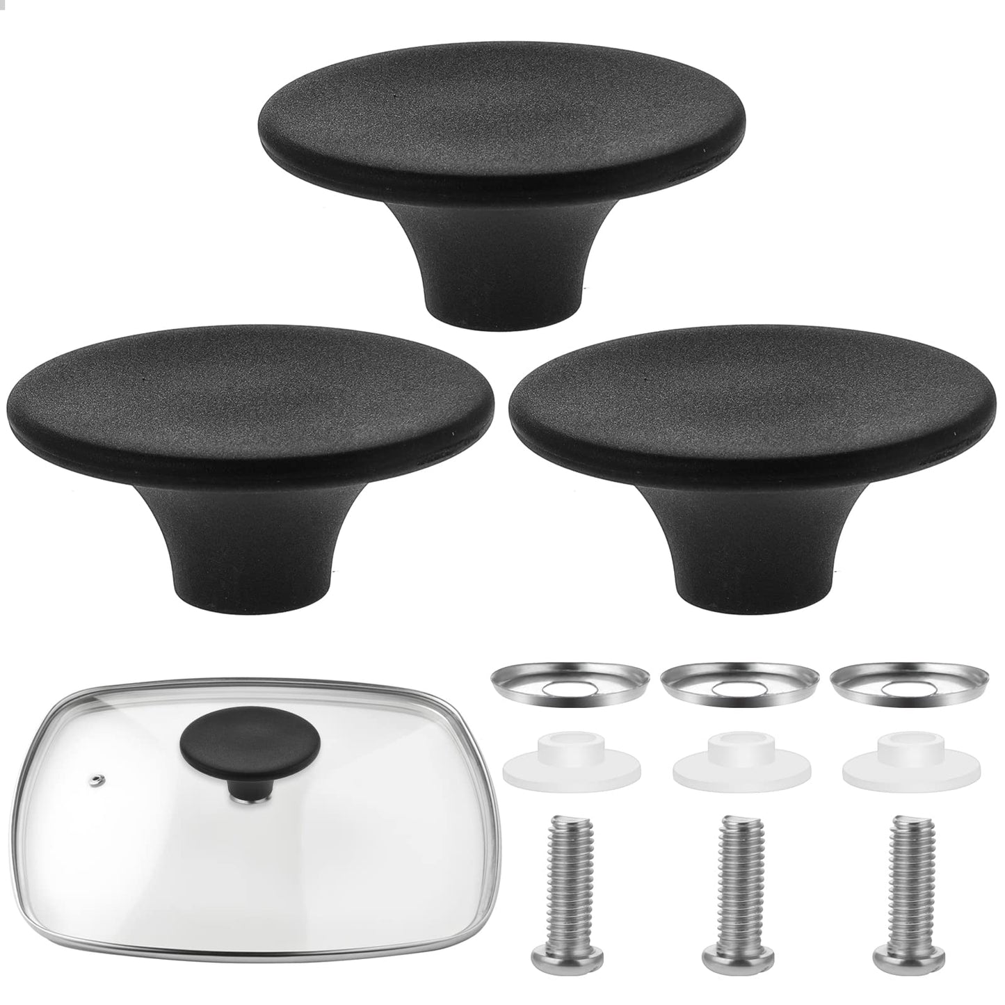 TIESOME 3 Pcs Pot Lid Knob Set, Universal Replacement Pan Lid Cover Knobs, 5.5cm Large Handle Lid Knob, Kitchen Cookware Knob Handle, Bakelite Circular Handgrip Knobs