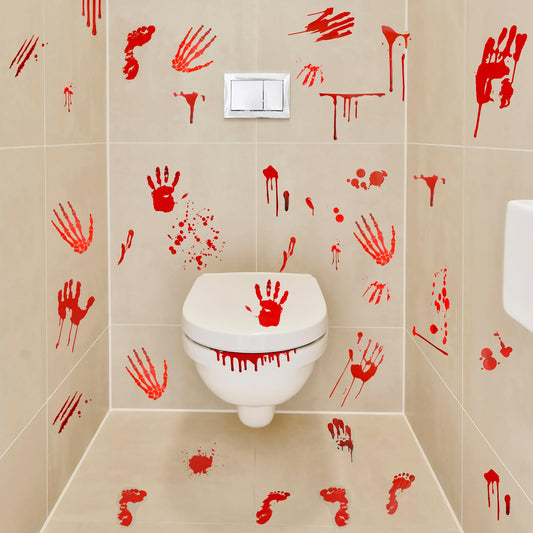 Andibro Halloween Decorations,67pcs Bloody Handprint Footprint Window Clings Halloween Wall Decal Floor Clings Scary Halloween Decoration Window Stickers for Inside Outside Decor Come (Combination)