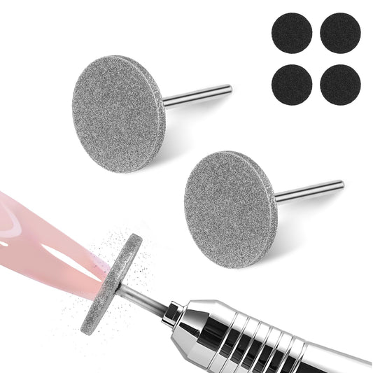 JIEYAO 2 Pcs Flat Nail Drill Bits, Sanding Disc Nail Drill Bits, Electric Cuticle Drill Bit Foot File Replacement Head Foot Callus Remover Pedicure Supplies Mini Sanding Bands for Manicure(#107)