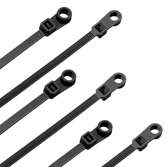 Molain 100 Pack 7.8 Inch Zip Ties with Screw Hole - Heavy Duty Nylon Cable Zip Ties Mounts, Cable Tie Buckle 50LBS Tensile Strength, UV Resistant Wire Management