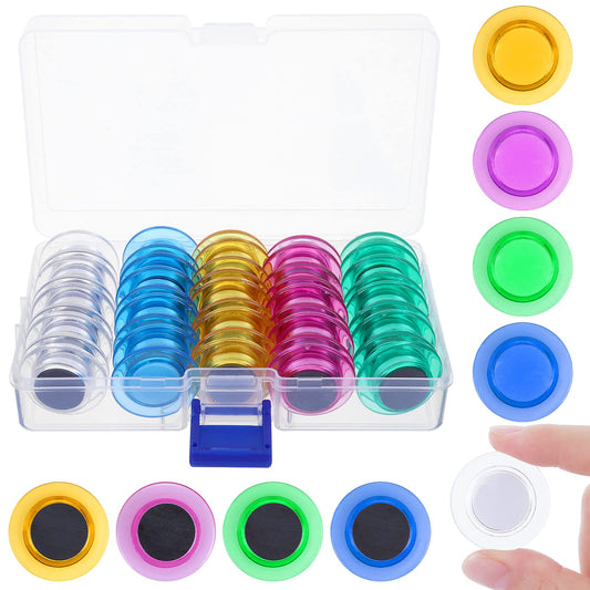 Molain 45 Pcs Coloured Whiteboard Magnets, Round Magnet, Mini Fridge Magnet, Magnetic Button, Magnet Circles, Refrigerator Decorative Magnets for Home Schools Offices (5 Colors)