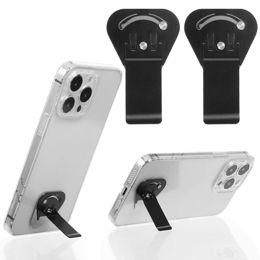 AOZUO Pack of 2 Ultra Thin Mobile Phone Holder, Self-Adhesive Mobile Phone Holder, Mobile Phone Stand, Mobile Phone Stand, Adjustable Vertical Horizontal Rotatable Phone Holder (Black)