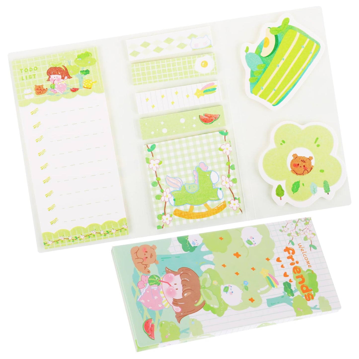 cobee Cute Self Stick Note Set, 240 Sheets Cartoon Sticky Notes Memo Pads Bookmark Index Page Marker to do List for Teacher Students Office School Home Supplies(B)