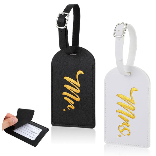 simarro 2 Pcs Mr and Mrs Luggage Tags, PU Leather Travel Tags Mr and Mrs Gifts, Bridal Shower Gift for Married Couples Honeymoon Lovers Travel Outdoor Use