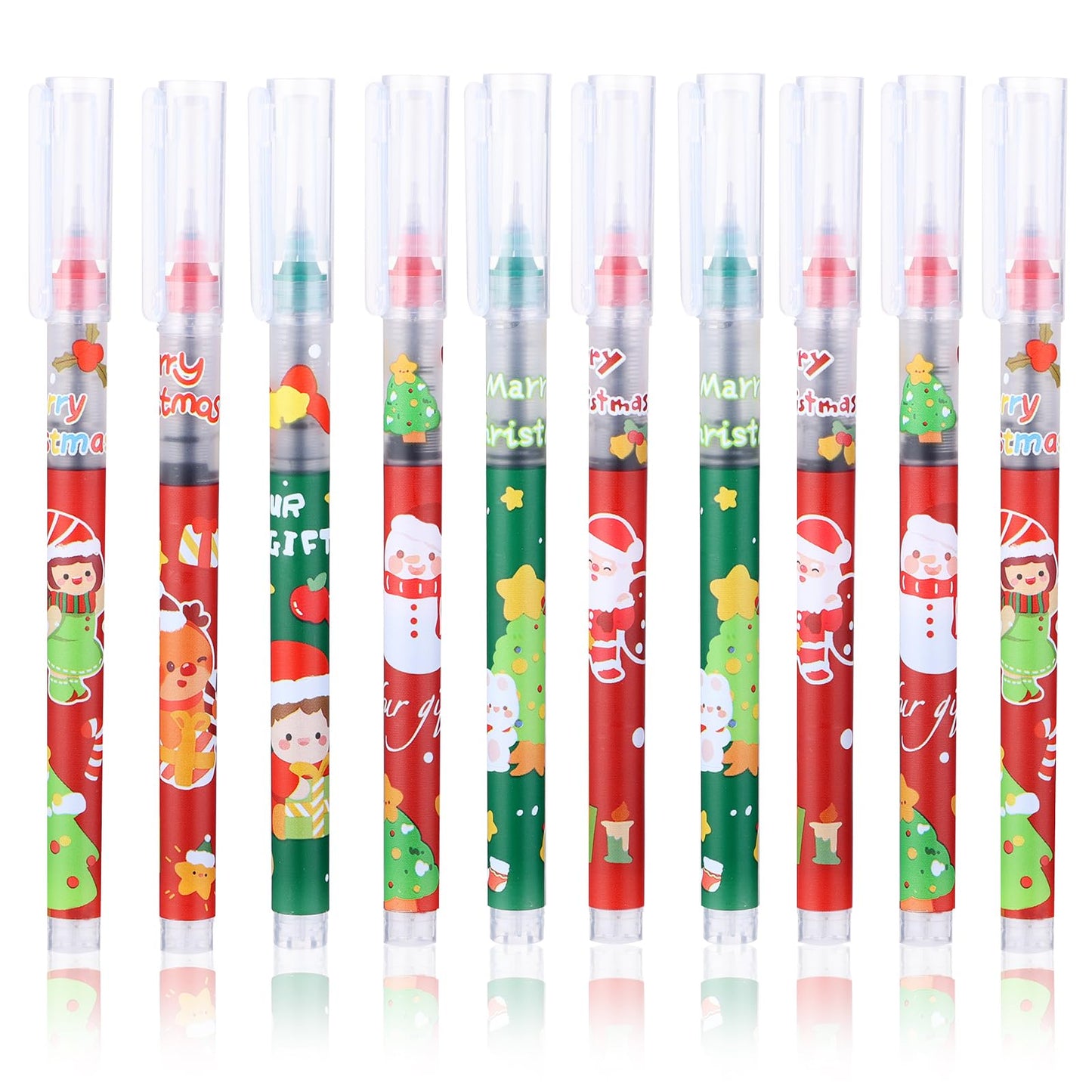 Amaxiu Christmas Gel Ink Pen,12pcs Cute Xmas Theme Liquid Ink Ballpoint Pen Quick Dry Smooth Writing 0.5mm Fine Point Pens for Home Decor Party Gift Daily Writings