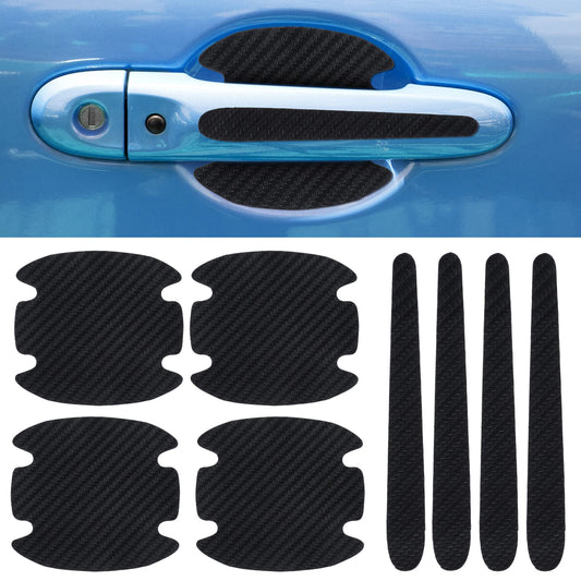 cobee Car Door Handle Protective Film, 8 Pieces Car Door Handle Scratch Protector Auto Door Cup Protective Sticker Carbon Fiber Like Car Door Handle Anti-Scratch Covers