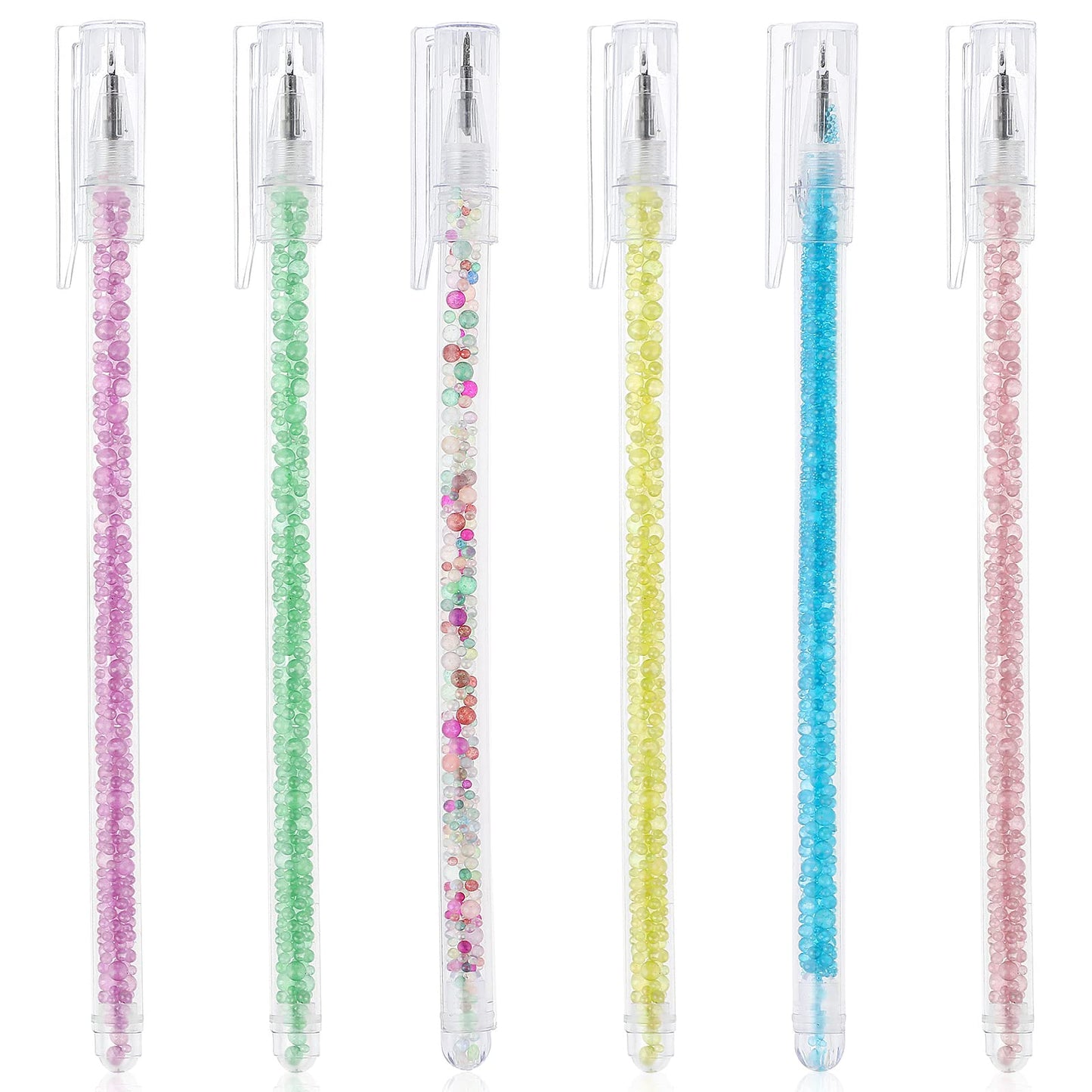 cobee Craft Paper Cutting Knife Pen, 6 Pack Creative Retractable Precision Paper Cutting Carving Tools with Colorful Bead Pen Body and Pocket Clip Utility Knife Pen for DIY Drawing Scrapbooking