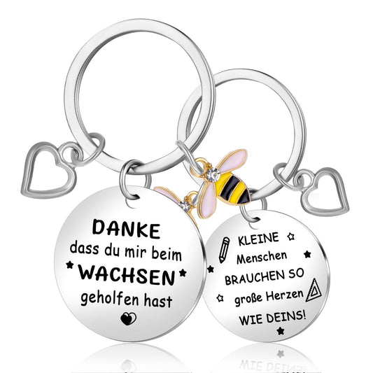 AOZUO Educator Keychain Farewell Gift, Teacher Keychain Farewell Gift, Thank You Teacher Gift Stainless Steel Teacher for Teacher, Educator Farewell Gift, silver