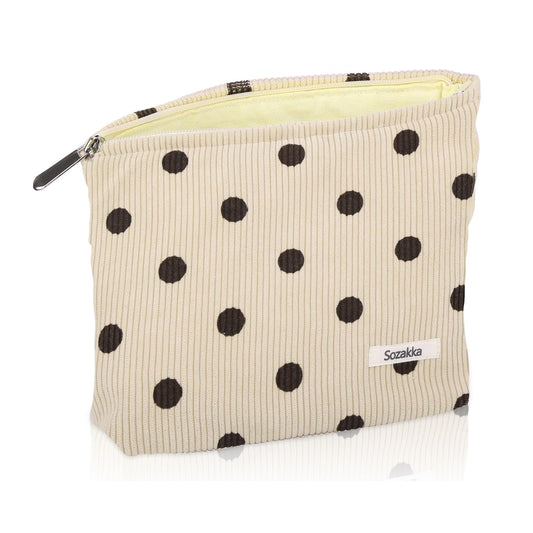 Giantree Cosmetic Bags for Women, Corduroy Makeup Handbags Makeup Organizer Storage Bag for Women Girls Travel Toiletry Handbag Great Gifts for Women (Apricot)