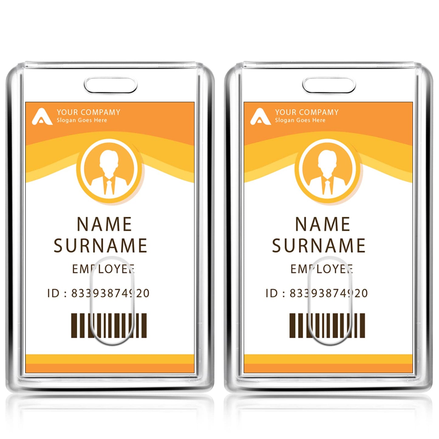 Cobee Hard 2 Card Badge Holder,2 Pieces Heavy Duty ID Card Protector Clear Acrylic Badge Holder with Thumb Hole Plastic Badge Protector Case for Driver Licenses Passes Office School(Vertical)