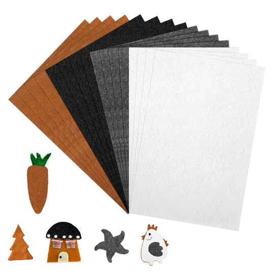 JJUNW 16 Pack Polyester Felt Sheets, 11.8" x 7.87", Craft Felt for Handmade DIY Embroidery, Craft Kits (Black+White+Gray)